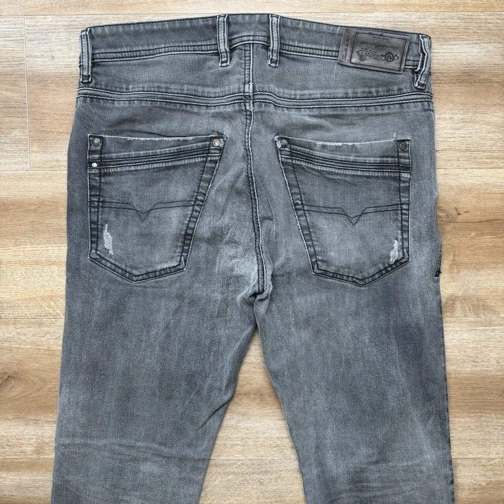 Diesel Krayver‎ Jeans Men 31x32 Gray Slim Carrot Stretch Charcoal Faded 0666Q